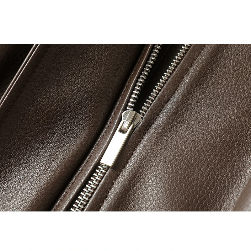 Kurtki damskie ze skóry naturalnej na jesień i zimę, luźny krój, skóra owcza klasy A, długi rękaw, zapinane na zamek, płaszcze.