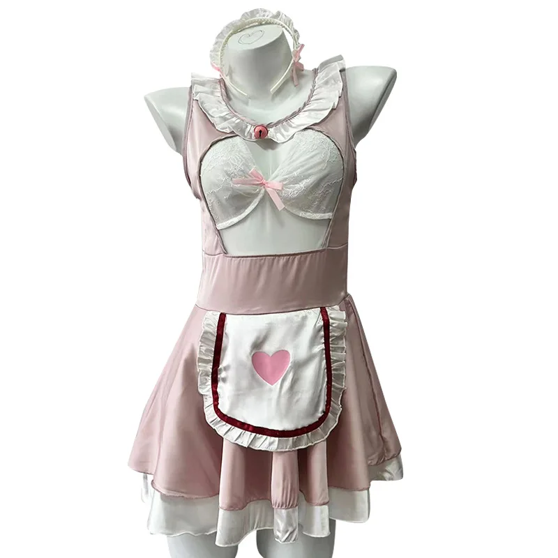 Kawaii Lolita Empregada Cosplay Roupas para Menina, Uniforme Japonês Garçonete, Bonito Vestido Francês, Trajes de Festa Porno, Roupa Café, Escavar