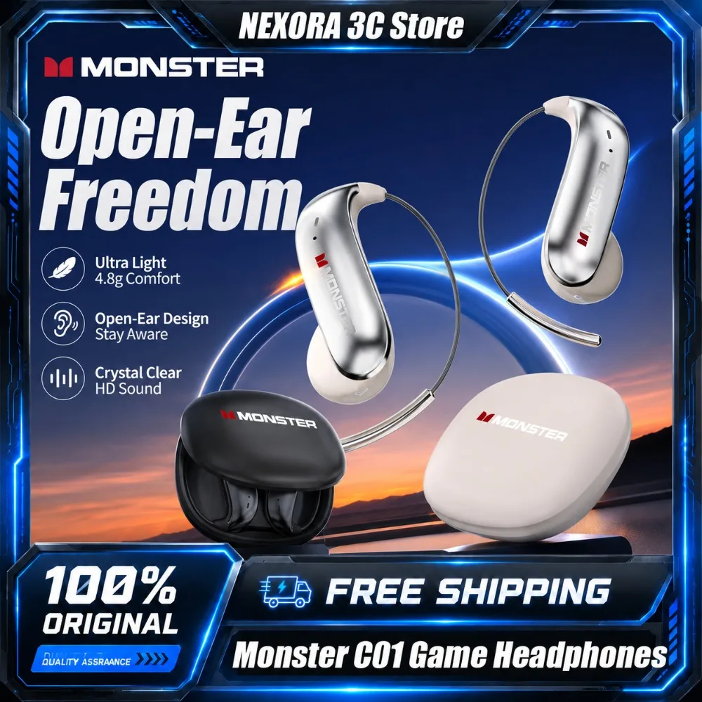Monster C01 Wireless Headphones Bluetooth 5.4 Game Music Dual Mode 48H Battery Life Comfortable Noise Cancelling Earphones Gifts