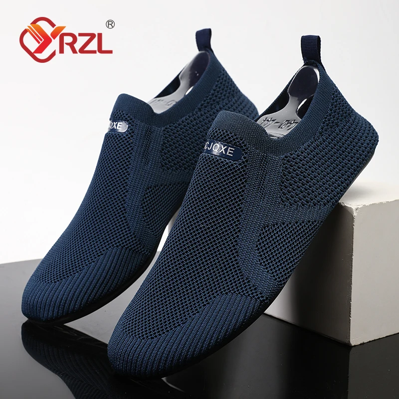 

YRZL Shoes for Men Walking Knit Shoes Slip on Leisure Flat Shoe Breathable and Lightweight Mens Loafer Indoor House Casual Shoes