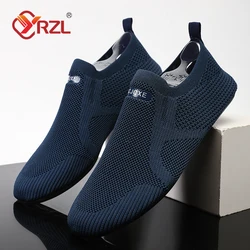 YRZL Shoes for Men Walking Knit Shoes Slip on Leisure Flat Shoe Breathable and Lightweight Mens Loafer Indoor House Casual Shoes