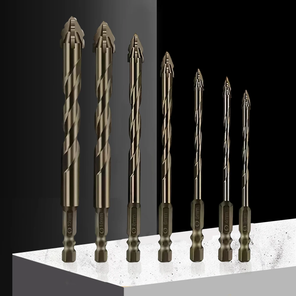 

7Pcs Four-Edged Serrated Eccentric Drill Bit Hexagonal Shank Skewed Head Eccentric Drill Bits 3/4/5/6/8/10/12 Mm for Wood Metal