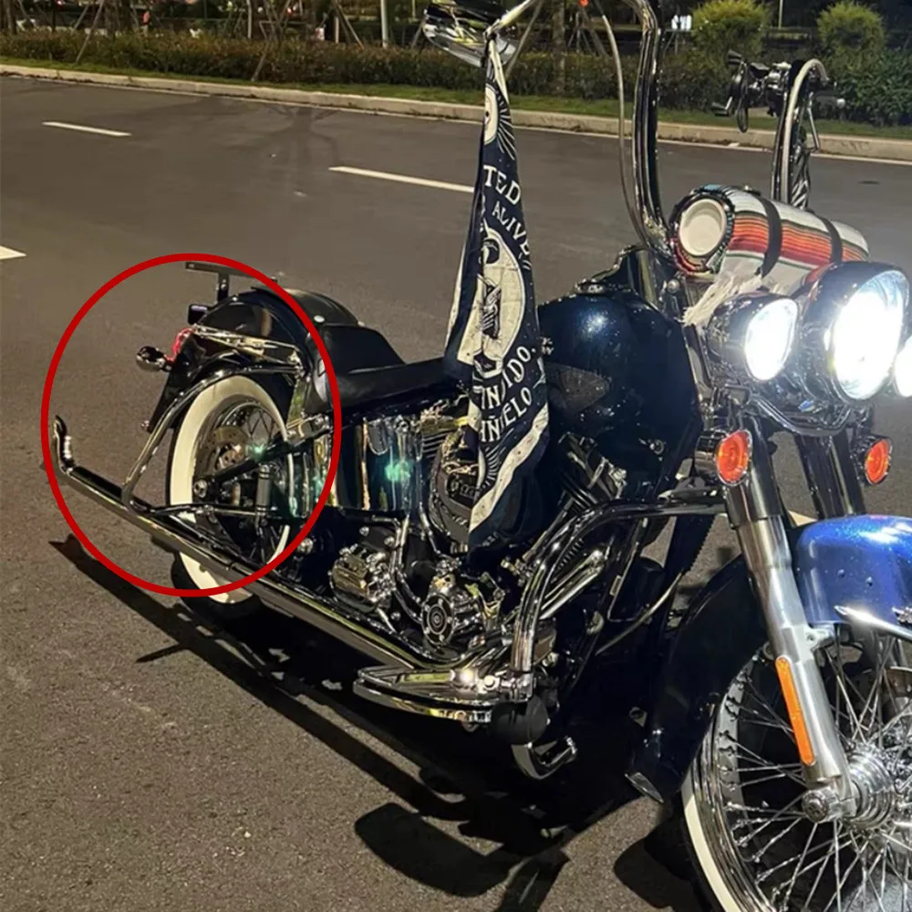 Guard Crash Bar Rear Saddlebag Guards For Harley Softail Springer Heritage Classic FLSTSC EFI FXSTSI FXSTS  FXST FXSTB 00-17