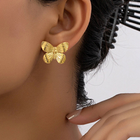 Stainless Steel Earring Romantic Fine Design Charming Butterfly Carving Fashion Earrings For Women Jewelry Party Gift Daily Wear