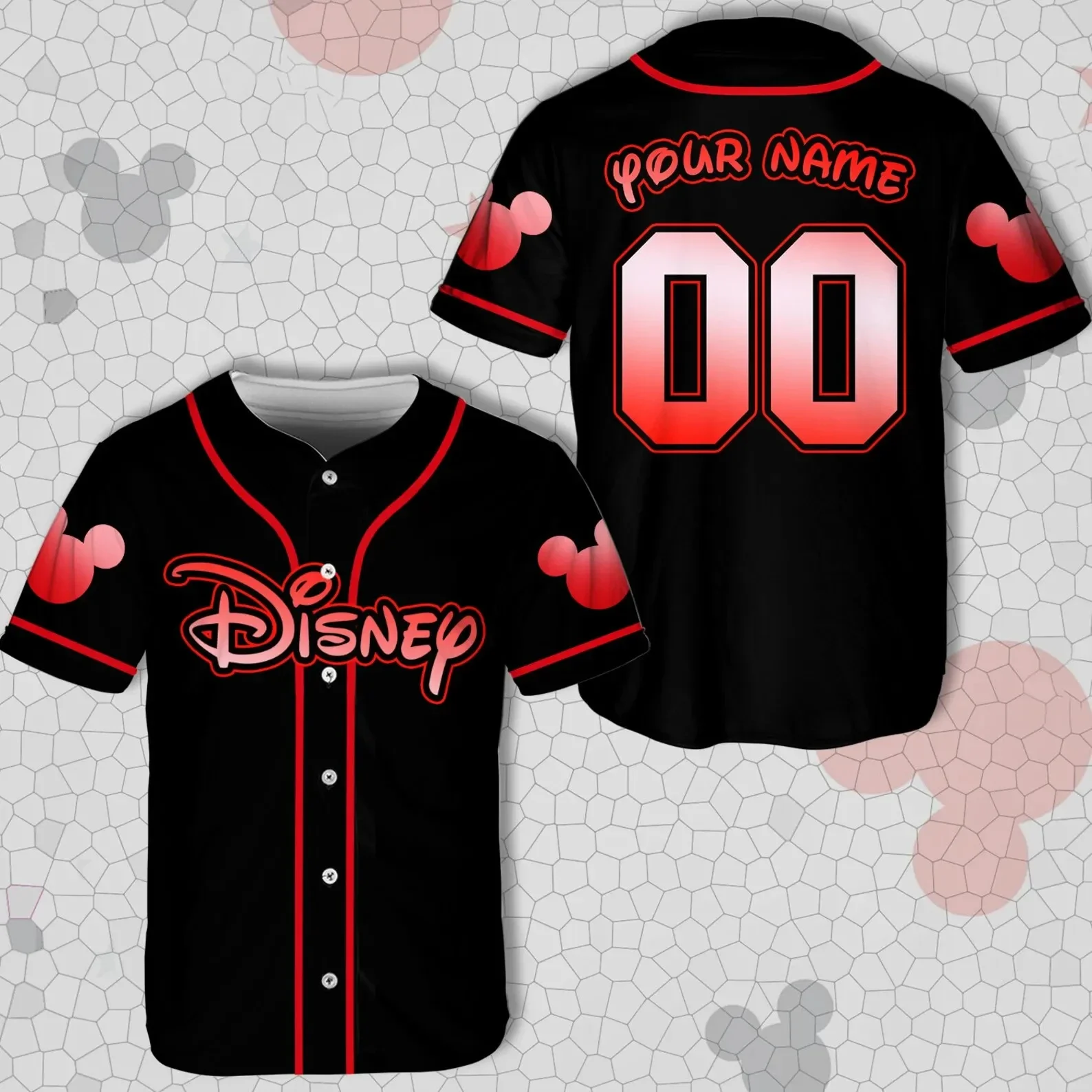 

Disney 2024 Mickey Mouse Black Rainbow Cartoon Baseball Uniform T-Shirt Men's/Women's Fashion Personalized Shirt