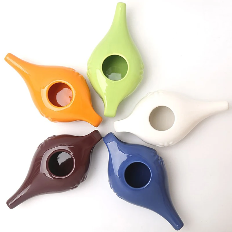 1Pcs 250ml Ceramic Neti Pot Nasal Wash System Cleaner Nose Washing Kit For Sinus Rhinitis Allergy Nose Yoga Detox Rinse