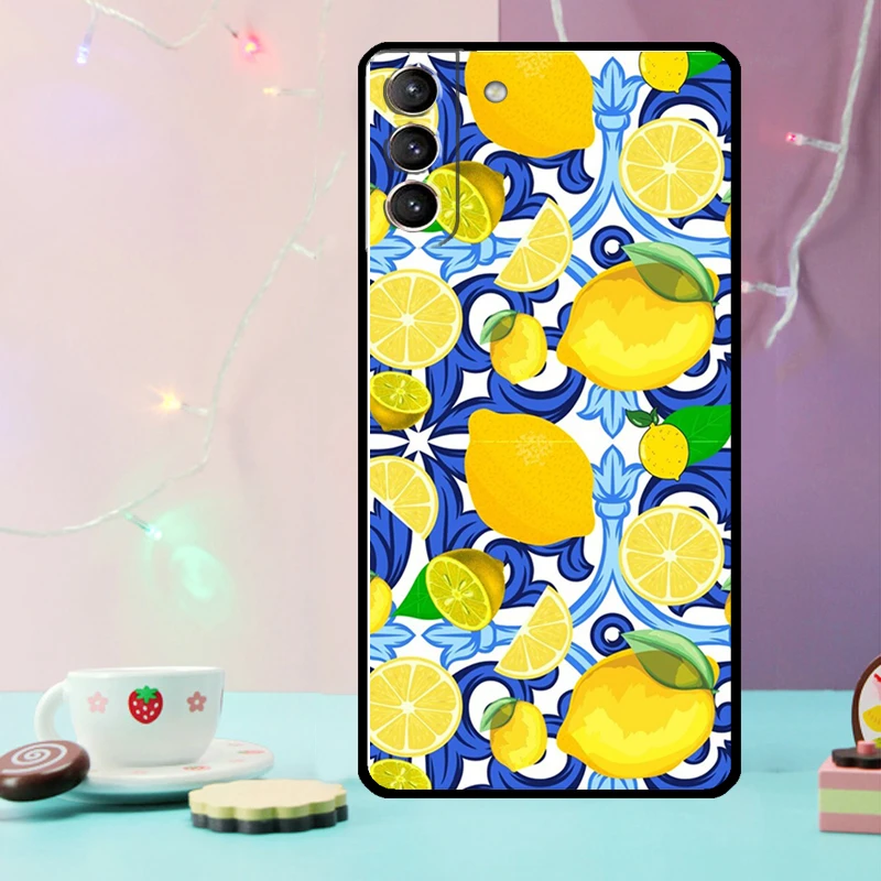 Mediterranean Lemon Case For Samsung Galaxy S21 S20 FE S22 S23 S24 Ultra Note 10 Plus Note 20 S8 S9 S10 Cover