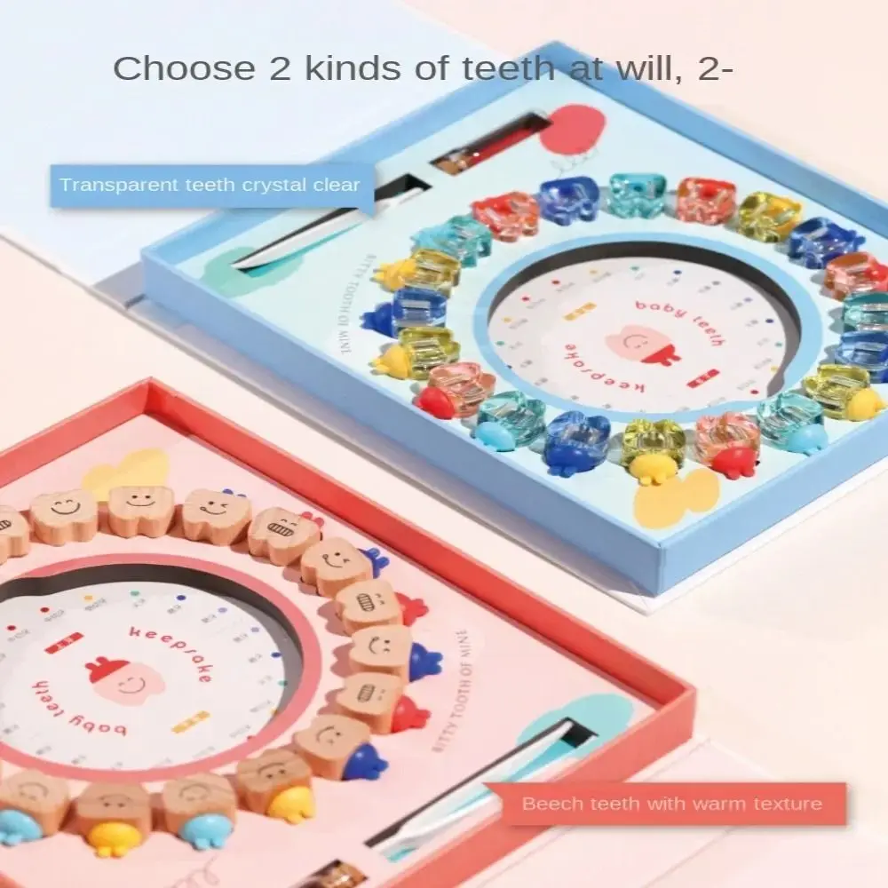 صندوق خشبي فردي لأسنان الطفل، مجموعة شعر كرتونية، صندوق تخزين منظم لأسنان الحليب، هدايا لطيفة، علبة أسنان الثدي