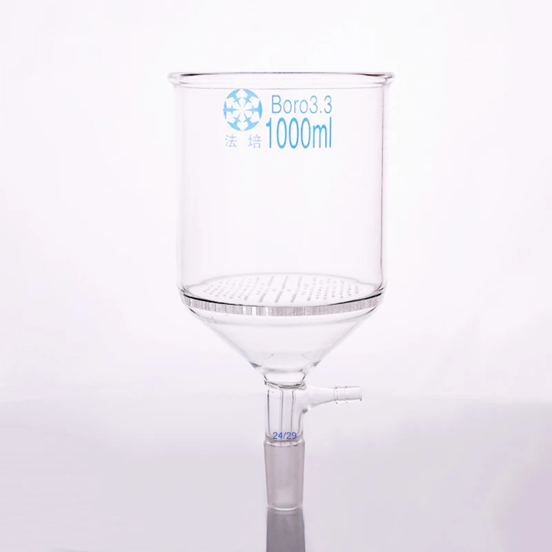 

FAPEI Filter funnel with glass board,Capacity 1000mL,Joint 24/29,With glass plate bush funnel,Laser drilling