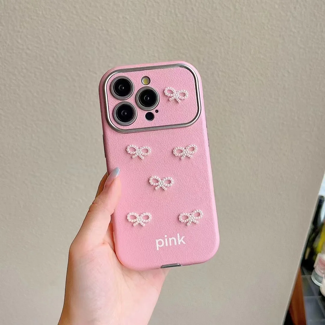 Стереоскопический жемчужный бант Dopamine для iPhone, кожаный мягкий корпус, большое окно, все включено, чехол с защитой от падения 11, 12, 13, 14, 15 Pro Max