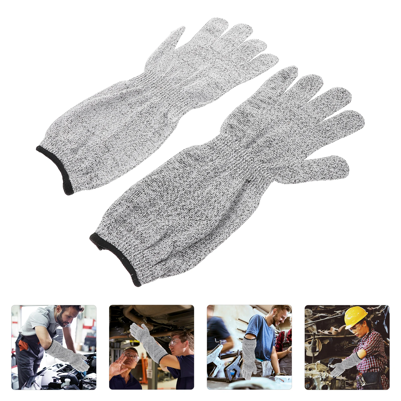 

Cut Resistant Gloves Wear-Resistant Kitchen Arm Protector Long Sleeves Thumb Hole Breathable for Construction Welding