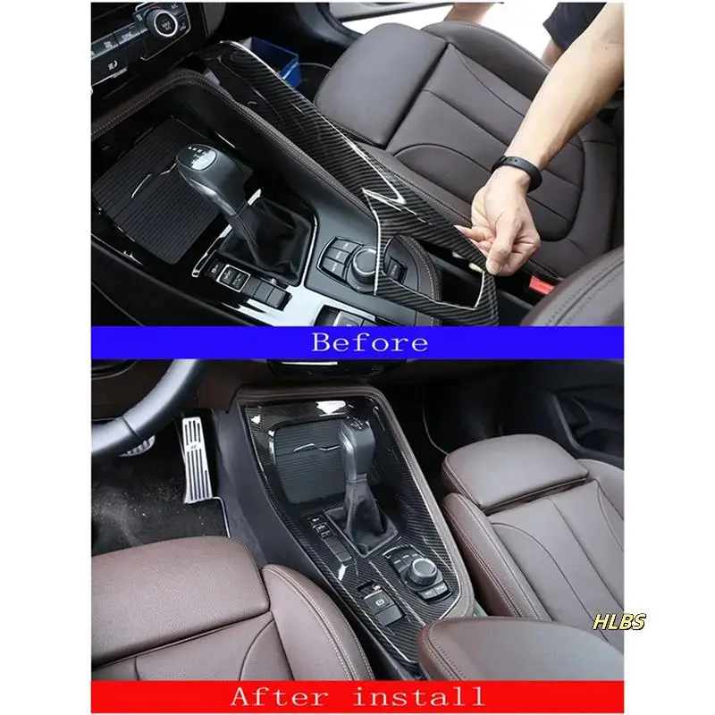 

Крышка мультимедийной панели центральной консоли, аксессуары для BMW X1 F48 2016-2021, аксессуары, левый руль, ABS, углеродное волокно