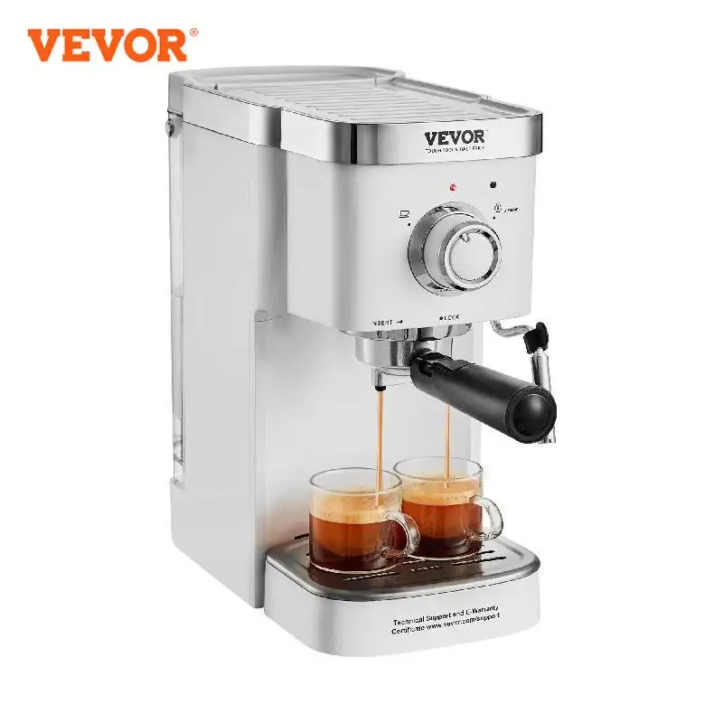 VEVOR mesin kopi Espresso 15Bar, pembuat Espresso semi otomatis dengan tongkat pengocok susu, mesin cappucino profesional