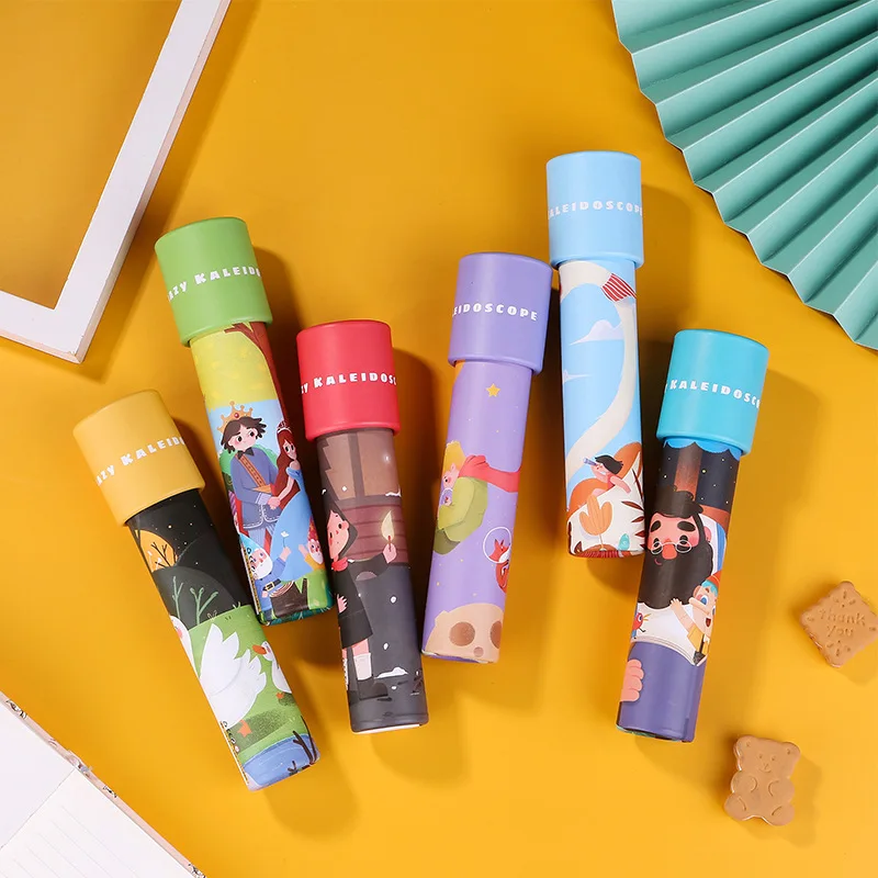 1pcs 만화경 교육 장난감 만화 종이 마술 변화 무쌍 비 조절 가능한 컬러 세계 장난감 어린이 클래식 장난감 선물