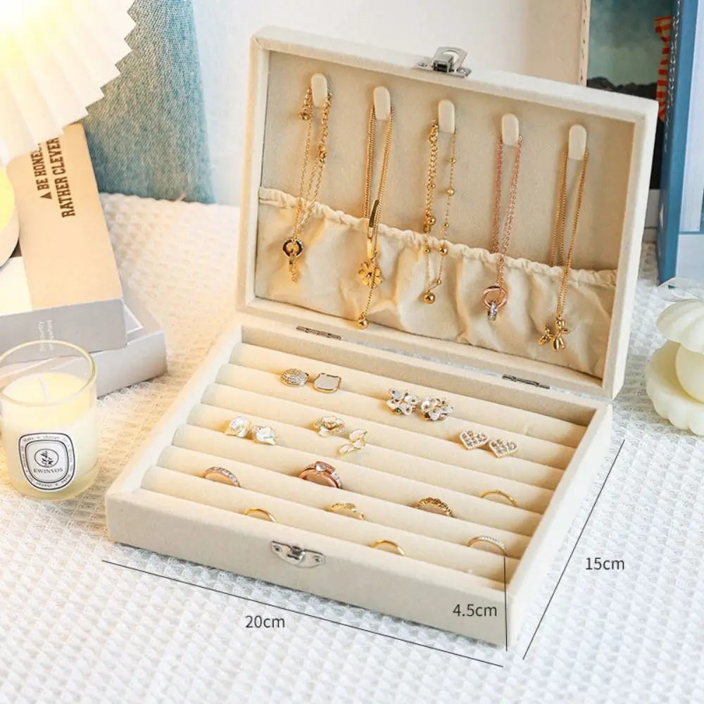 Large Capacity Jewelry Storage Box Flip Lid Dustproof Portable Earring Organizer Lockable Detachable Jewelry Display Holder