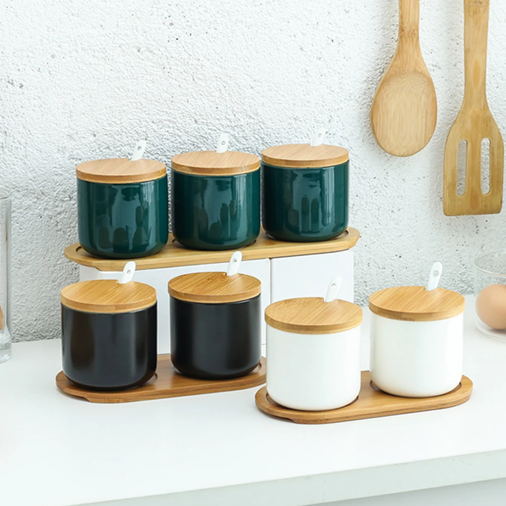 

Ceramic Spice Jar Large Capacity Seasoning Containers Wide Mouth Salt Pepper Storage Pot Canisters Dining Table Accessories