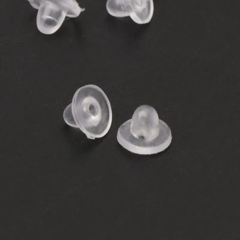 100 Pcs/set Plastic Earrings Cushions Anti-Pain Transparent Clip-on Earring Pads Silicone Earrings Clip Earring Back Pad