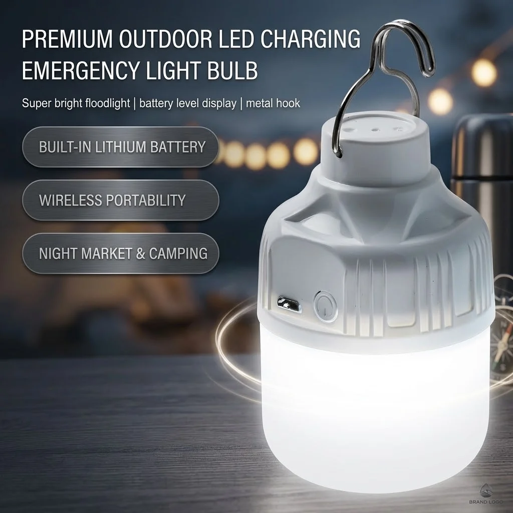 Outdoor USB Rechargeable LED Lamp Bulbs Super Bright Emergency Light with Hook Portable Camping Fishing Lantern Night Lights