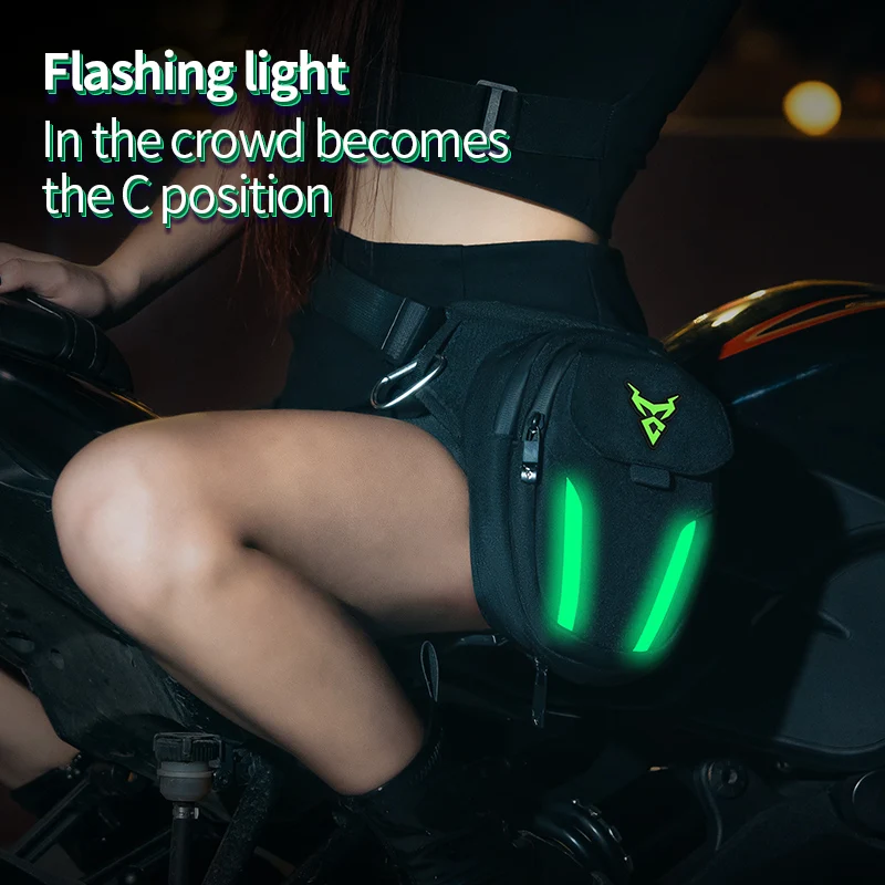 LED Light Drop Leg Bag Motorcycle Waterproof Waist Bag Hip Bum Fanny Pack For Outdoor Riding Cycling Hiking Fishing Climbing image 5