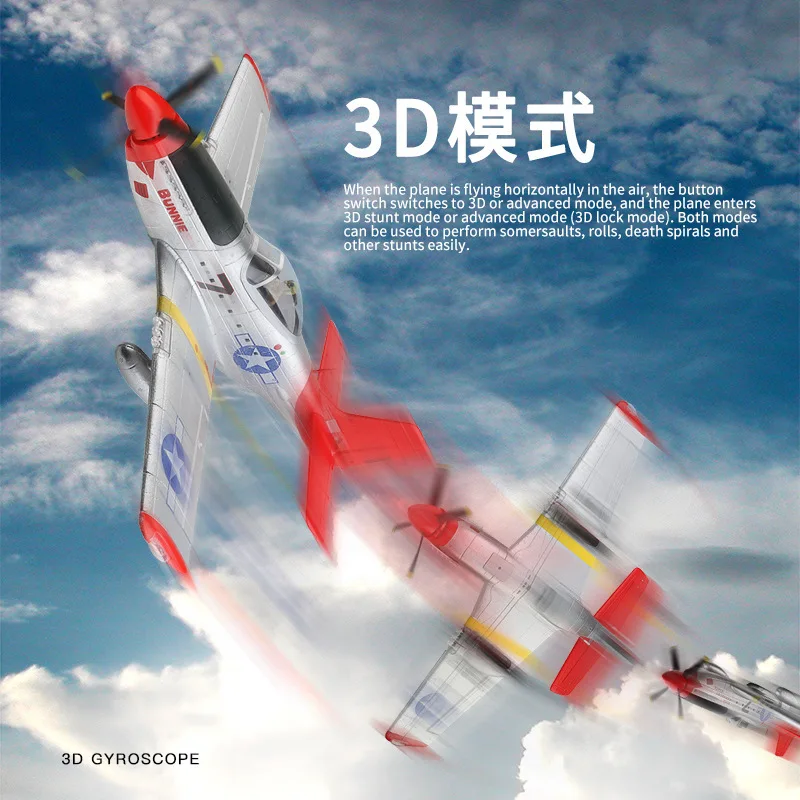 WL XK A280 RC Avião 4CH P51 Mustang Fighter Asa fixa Planador de espuma Brinquedo modelo de aeronave de controle remoto