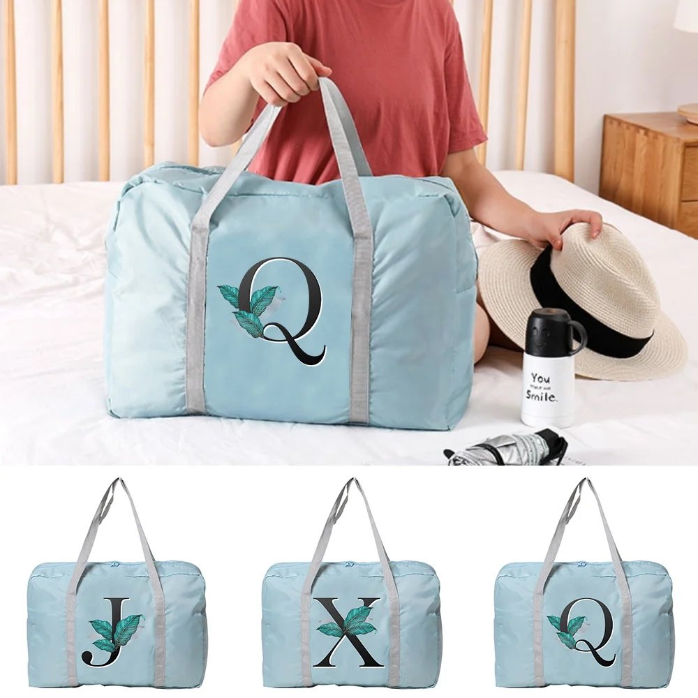 

Large Capacity Foldable Travel Bag Leaf Letter Print Luggage Tote Handbag Travel Duffle Bag Gym Yoga Storage Shoulder Bag Unisex