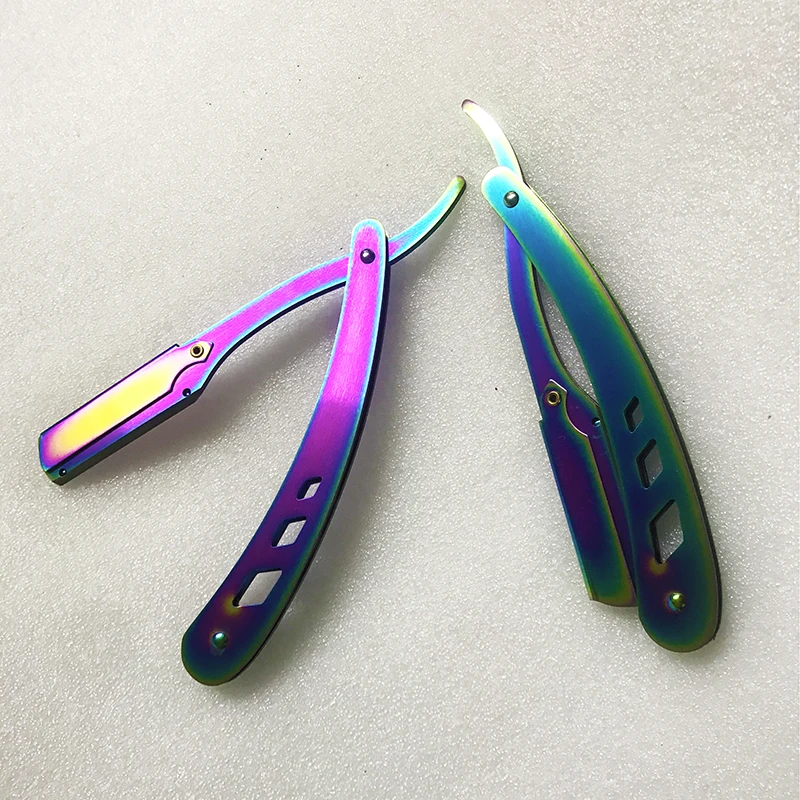 

Мужские парикмахерские инструменты для бритья, разноцветная бритва, антикварный складной нож для бритья, унисекс, удаление волос (без лезвия)