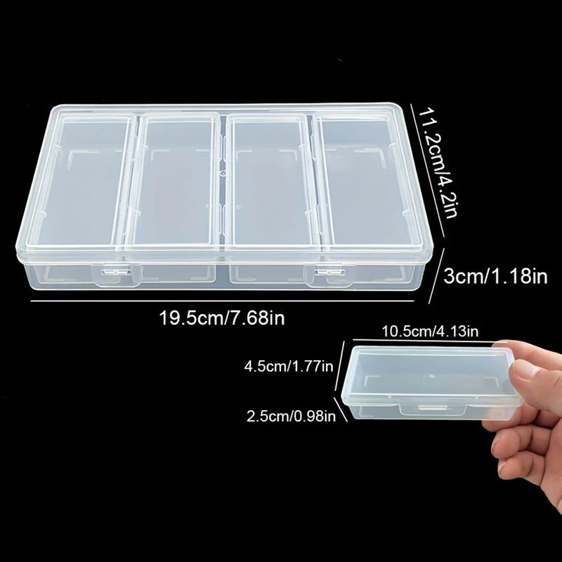 4 Dividers Clear Plastic Storage Organizer Box Craft Sewing Supplies Jewelry Nail Art Container  Removable Compartments