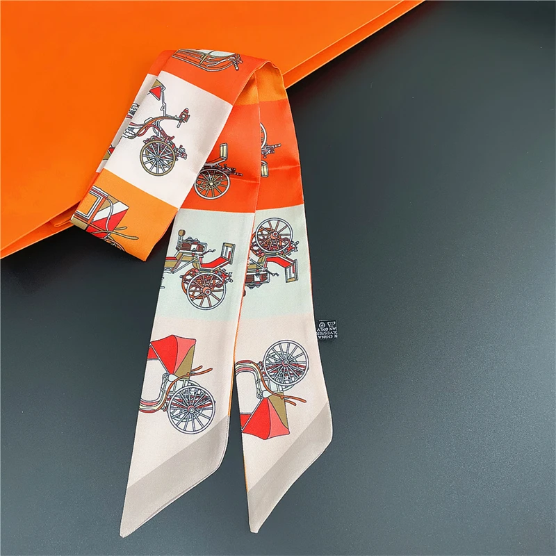 

Silk New Small Women Fashion Scarf Hair Bag Handle Decoration Tie Multifunction Hand Ribbon Printed Streamers2022