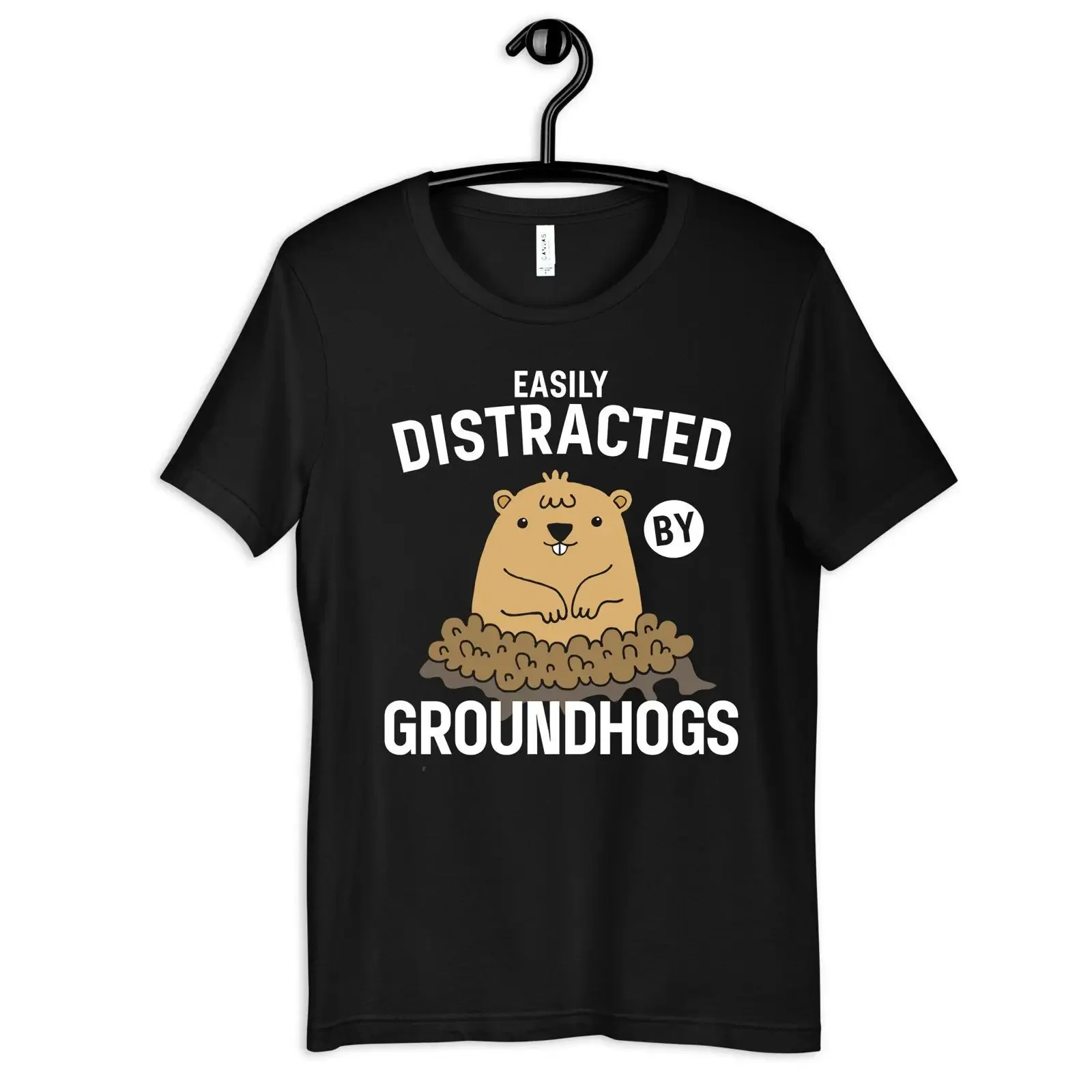 Easily Distracted by Groundhogs T Shirt Funny Groundhog Women's Kids Long Sleeve SweaT vintage Washed Breathable homme