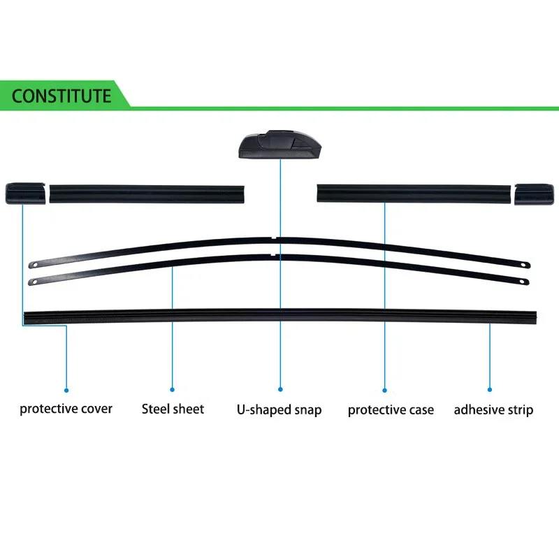 For Audi A6 C5 4B  1997-2002 Car Windshield Wiper U-type Soft Rubber Frameless Bracketless Car Wipers 22\