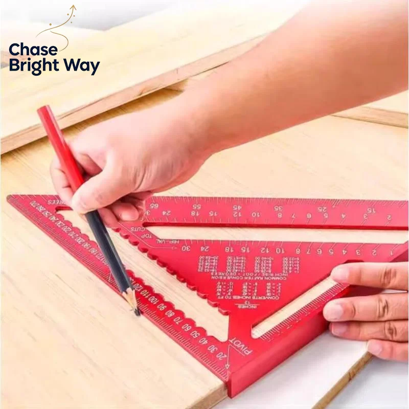 Aluminum Alloy Triangle Ruler High Precision Clear Scales 1Pcs Professional Measuring Gauge for Carpenter Woodworking Jobs