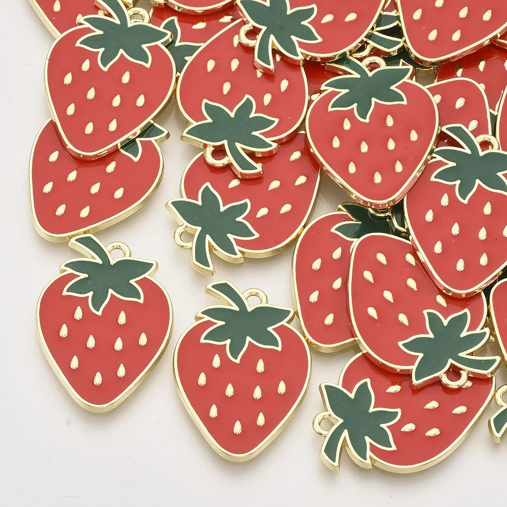 5/10Pcs Lemon Pineapple Strawberry Charms Alloy Enamel Cute Fruit Pendant For Earring Necklace DIY Fashion Jewelry Accessories