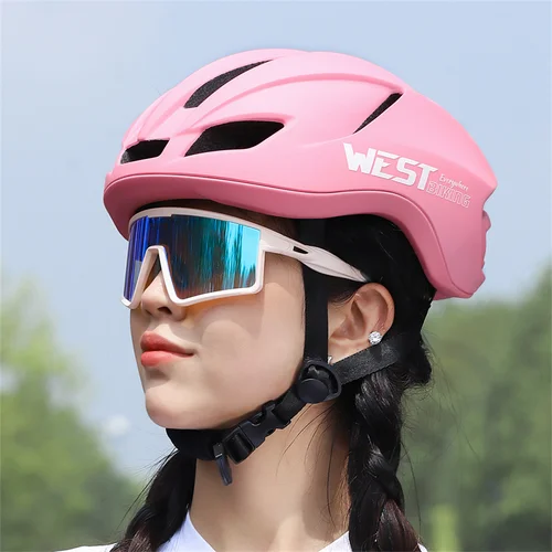 Imagen 2 del producto WEST BIKING-cascos de ciclismo para mujer, cascos de seguridad con luces LED integradas, ligeros, color rosa, para bicicleta de montaña y carretera