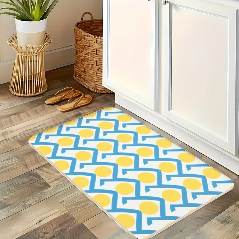 

1PC Gemetric Pattern Kitchen Rug Non-Slip Door Mat Pop design Bathroom Rug Bath Mat Carpet for Home Sink Laundry Decoreeree