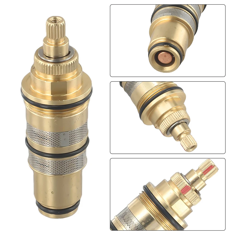 

Copper Thermostatic Cartridge Temperature Control Valve Shower Bar Mixing Bathroom Repair Replacement Shower Mixer Valve