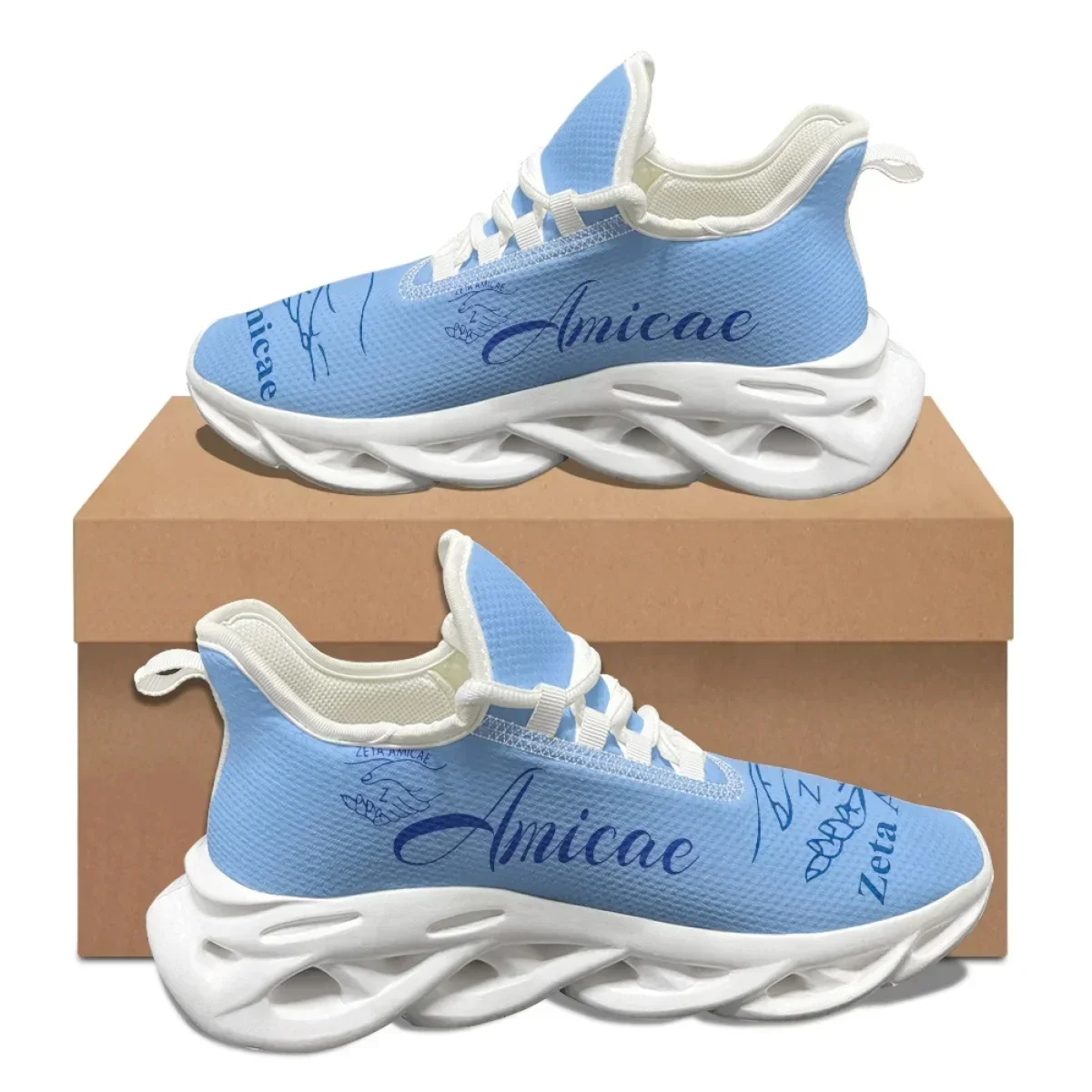 Zeta Amicae Nowy Trend Druk 3D Casualowe Sneakersy z Siateczki dla Kobiet Lekkie Sznurowane Buty Platformy Przyjaciółki Zeta Damskie