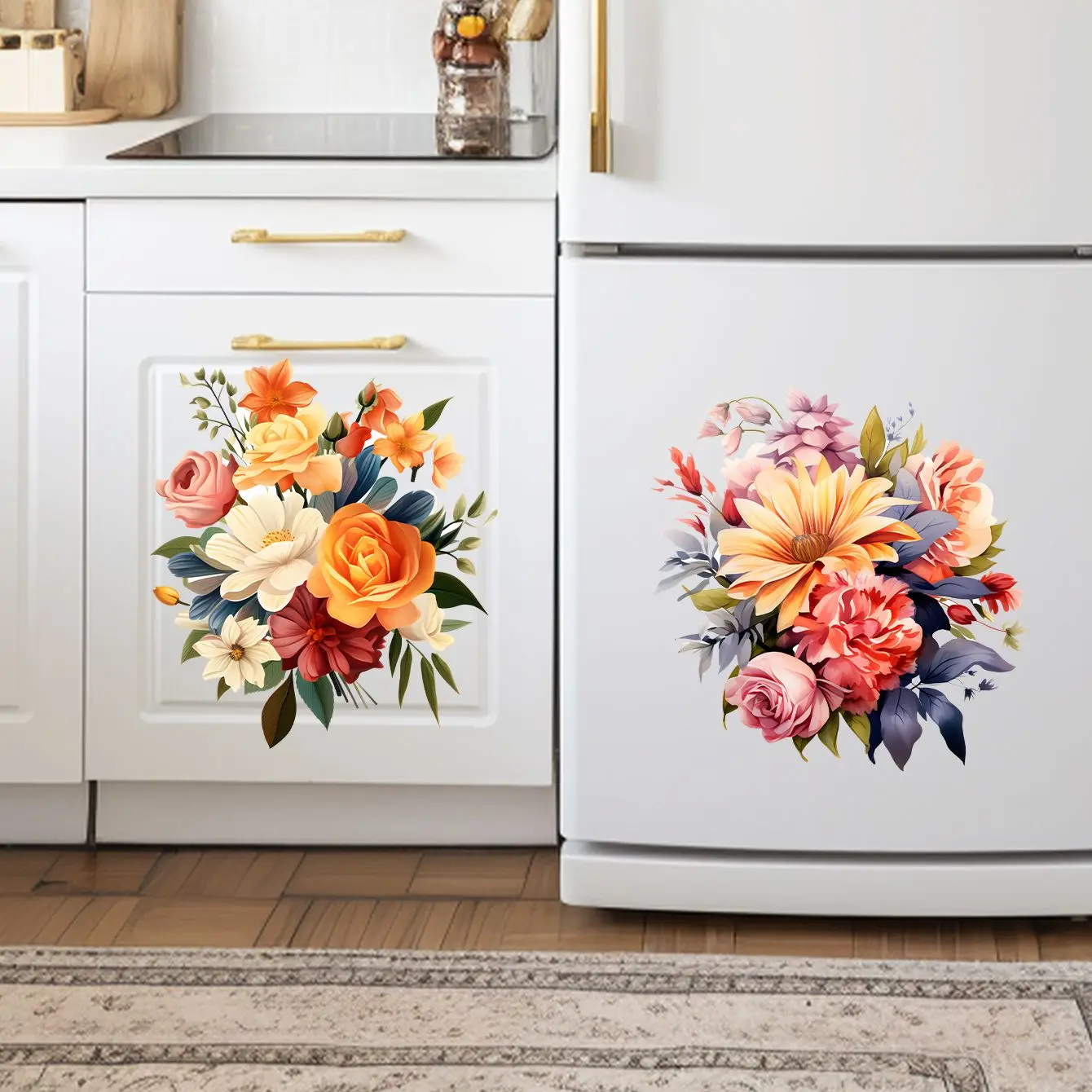 M222 Funny Elegant Palace Style Flower Bundle  Room Art Wall Decal Waterproof Toilet Decal