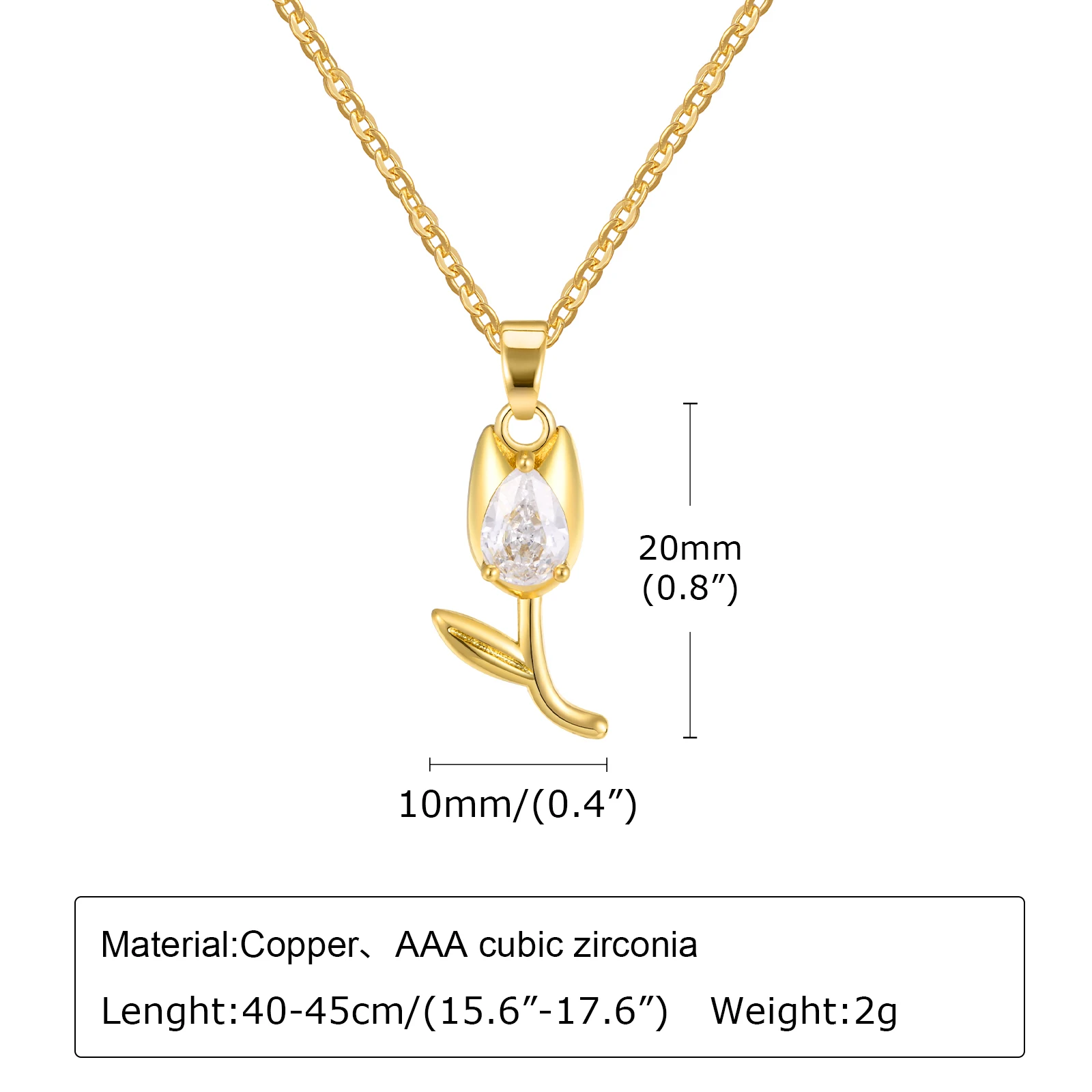 Vnox-Colliers de la présidence de la fleur de tulipe pour femmes et filles, document doré, pendentif en métal Love Forever, collier gracieux, cadeaux pour la fête d'anniversaire