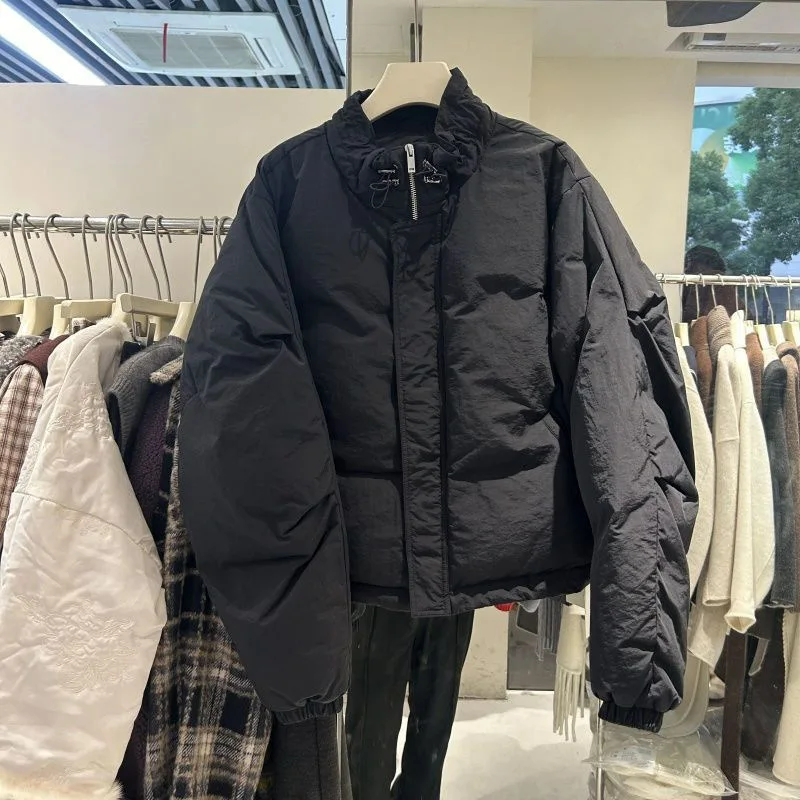 

Retro British Fashion Drawstring Loose Cotton Jacket Women's Fresh Style Autumn Winter New Arrival Comfortable Long Zipper Coat