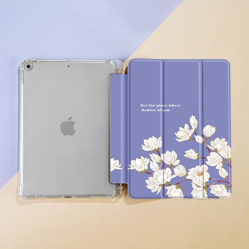 Flowers Case Compatible With iPad iPad 9.7-Inch (6th/5th Generation, 2018/2017)Mini4/5 ,Air4/5 10.9in,With Pen Holder