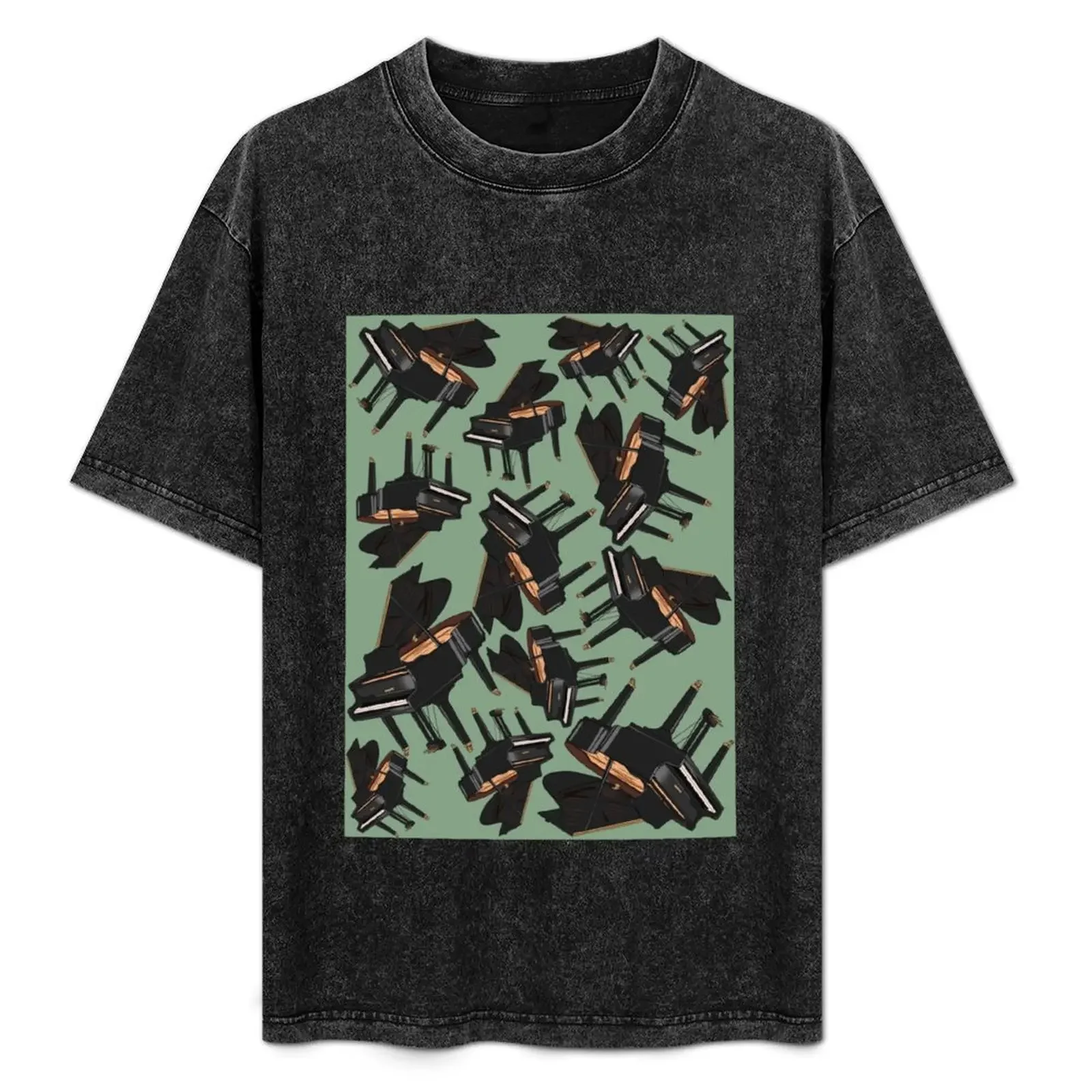 

Piano Musical Instrument Pattern Green T-Shirt man t shirt cotton t shirts for man pack white T-Shirt
