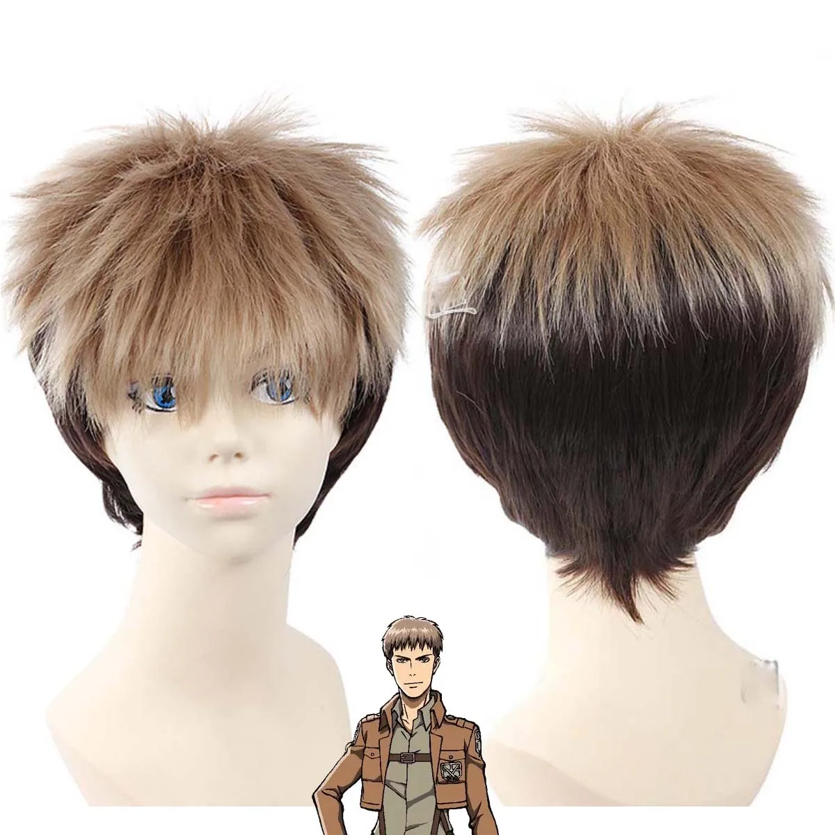 Men Jean Kirstein Cosplay Short Brown Gradient Heat Resistance Fiber Wig