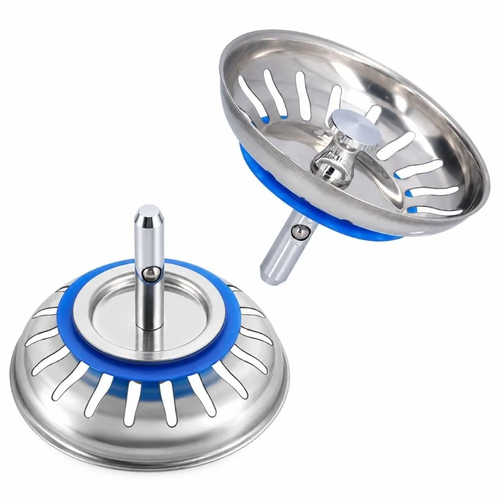2 Pack 304 Stainless Steel Kitchen Sink Strainer Anti Clog Multiple Holes Drain Plug Basket Smooth Flow 80mm / 3.15in Diameter