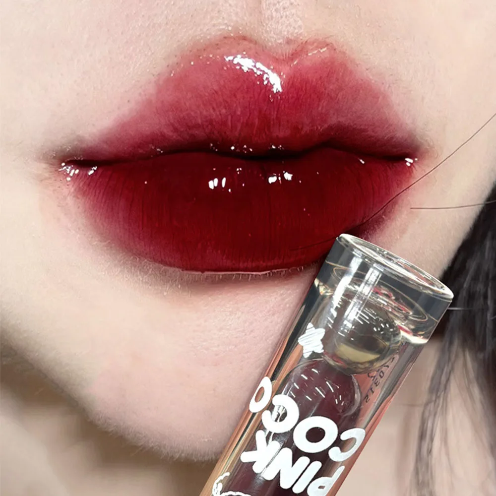 Cherry Red Mirror Water Light Lip Gloss Jelly Gloss Liquid Lipstick Waterproof Lasting Sexy Nude Red Lip Tint Korea Makeup