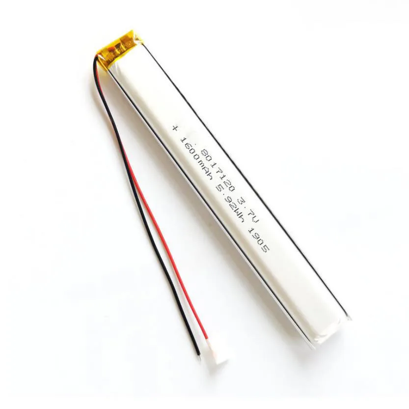 3.7V 1600mAh 8017120 Lithium Polymer Ion Battery 2.0mm JST Connector