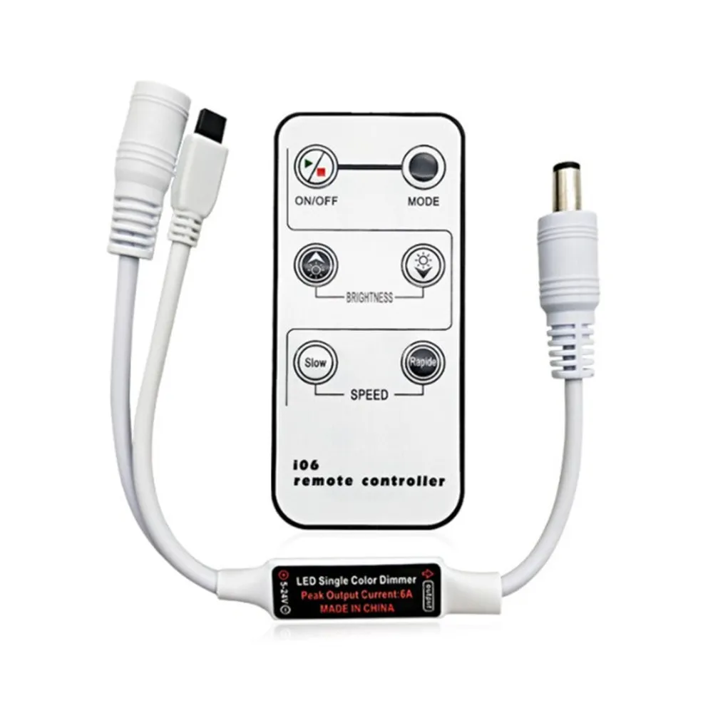 IR Lnfrared 6-Key Single-Channel Dimming LED Light Belt Controller 5-24V Mini LR Monochrome