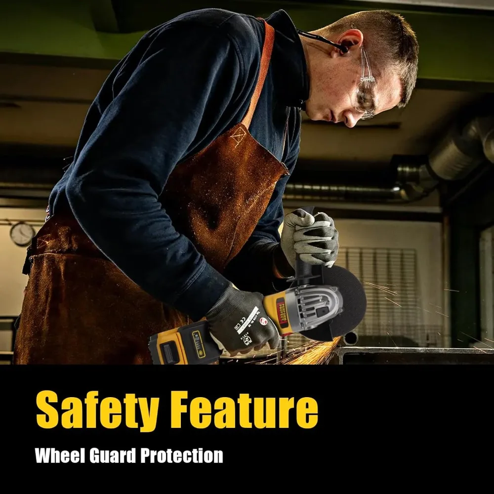 Gerinda Sudut Tanpa Kabel 20V MAX Baterai, Motor Tanpa Sikat 8000 RPM, 3 Buah Mata Gerinda 4-1/2 untuk Memotong, Menggerinda