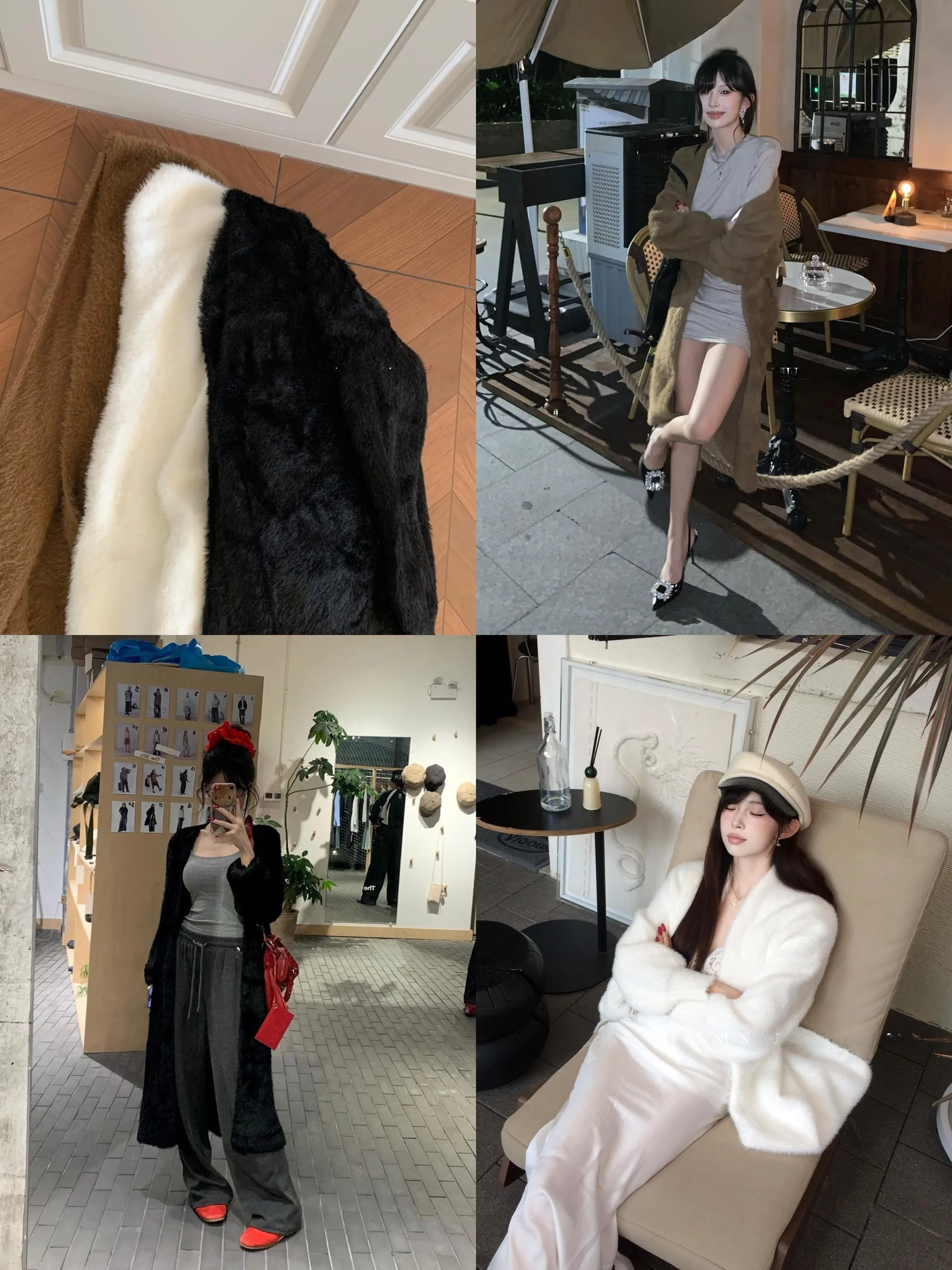 

NogiUnitsoft Texture Loose Fit Lazy Sle Faux Mink Velvet Open Cardigan Sweater Polyester Fiber Mid-Length Commute Sle