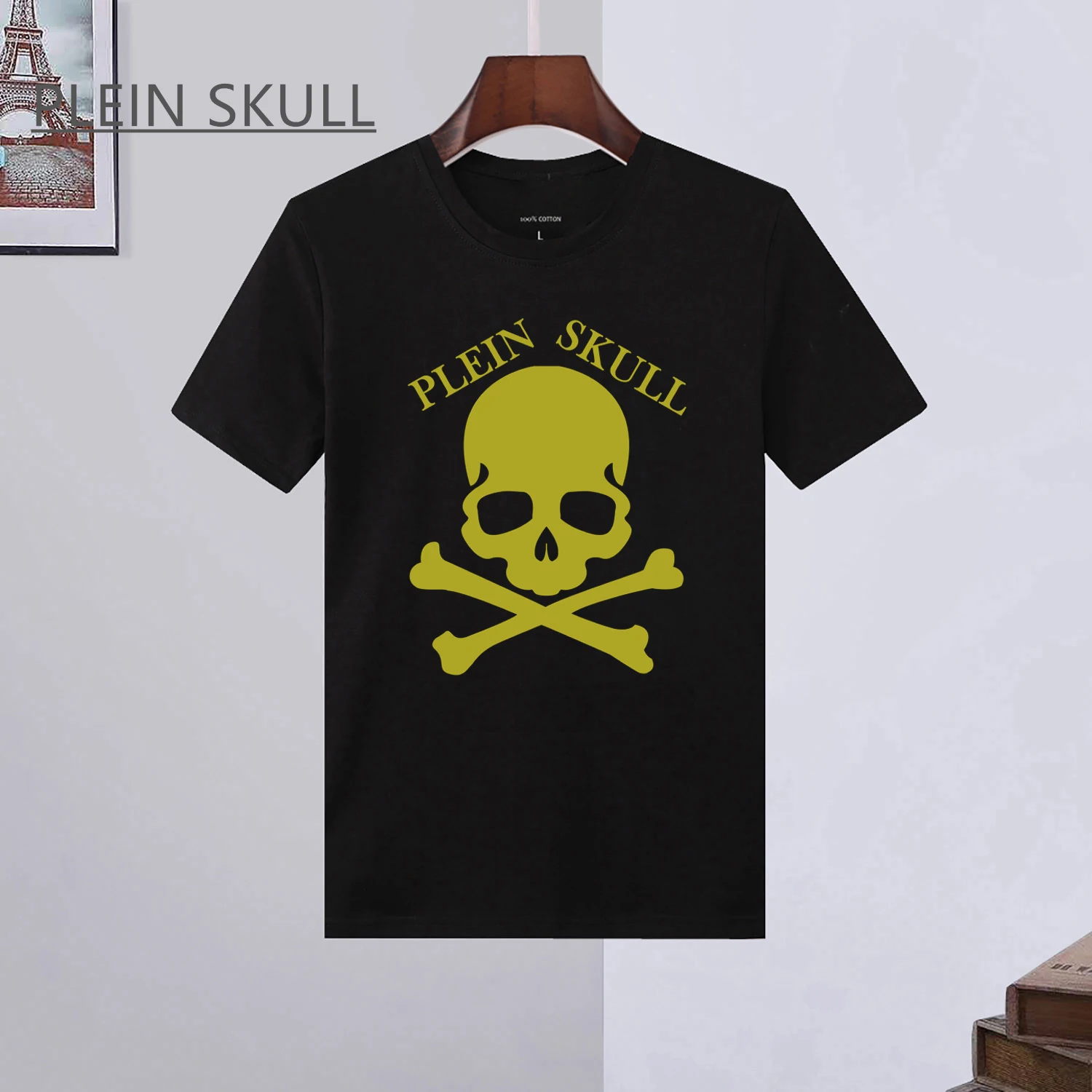 

PLEIN SKULL Luxury Men's T-shirt Retro Fashion Summer Fit Punk Party Short Sleeve Top Round Unisex Sports Trend Neck Tee