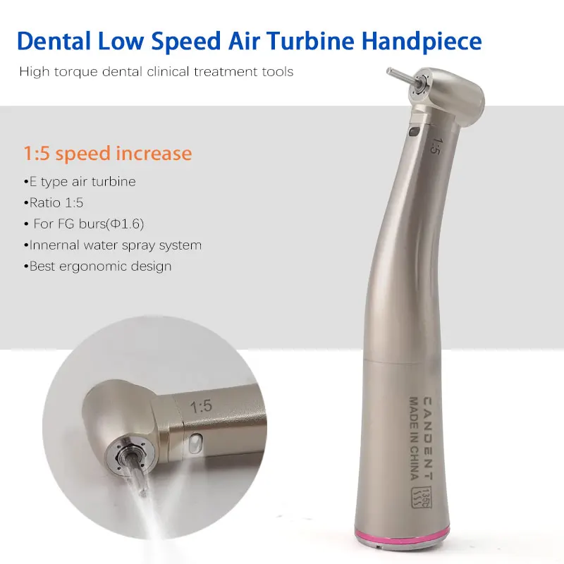 den tal 1:5 Increasing Fiber Optic Handpiece Push Button Inner Water Spray Contra Angle Autoclavable Low Speed Handpiece E Type